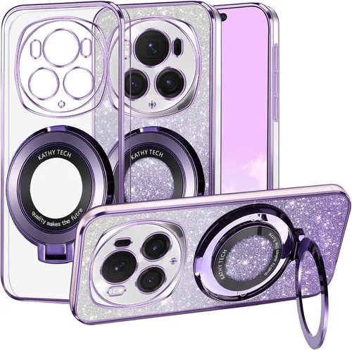 Vista 7 de For Honor Magic 6 Pro - Funda transparente con purpurina magnética [compatible con MagSafe] bonita funda brillante para Honor Magic 6 Pro con anillo