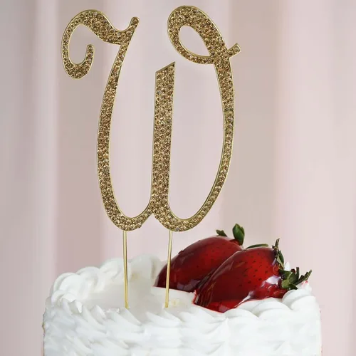 Vista 10 de Efavormart - Decoración para tartas de 4.5 pulgadas de alto con diamantes de imitación dorados brillantes para bodas, fiestas de cumpleaños, eventos
