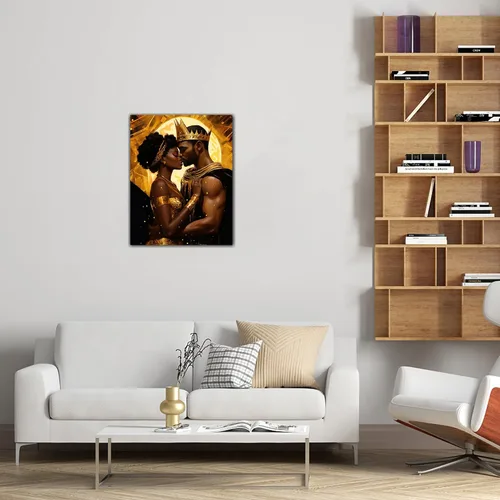 Vista 85 de Arte de pared afroamericano, decoración de rey y reina bailarín negro para sala de estar, arte de pareja de amor negro para dormitorio, lienzo