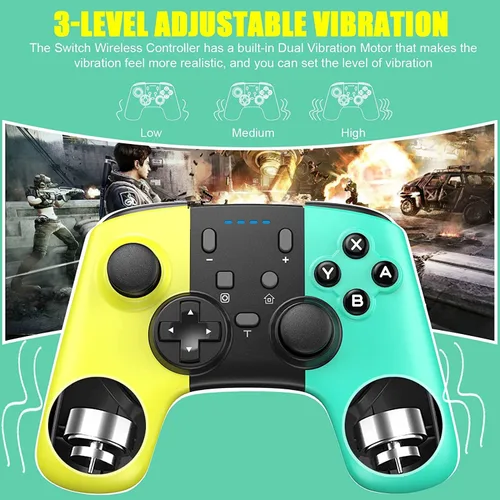 Vista 2 de Diswoe Controlador inalámbrico Pro compatible con SwitchSwitch LiteSwitch OLED, Gamepad compatible con funciones de captura de pantalla y vibración