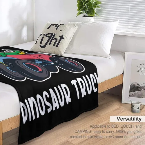 Vista 4 de Manta de dinosaurio de camión para niños y adultos, acogedora y suave para sofá, cama, manta deportiva de franela para cumpleaños para invierno, 30