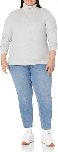Vista 8 de Tienda Essentials Camiseta de cuello alto de punto acanalado de manga larga para mujer (disponible en tallas grandes), paquete de 2