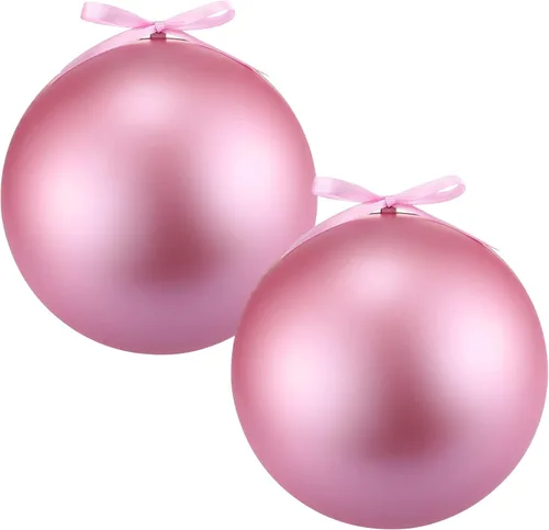 Vista 14 de Zubebe 2 adornos de Navidad gigantes rellenables de 8 pulgadas con cintas, bolas de Navidad de plástico de gran tamaño para decoración de césped al