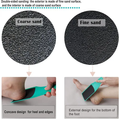 Vista 3 de 3 limas de pie para pedicura, removedor de callos de piel muerta, doble cara, azul, amarillo, verde (forma de U de doble cara, estándar)
