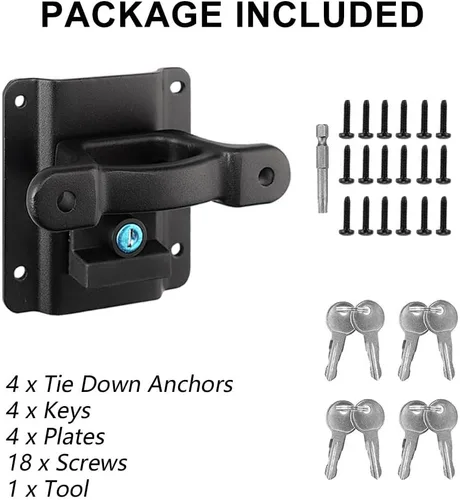 Vista 7 de Anclajes de amarre para caja de camión con placas de montaje, paquete de 4, compatibles con F150 2015-2025/F250-F550 Super Duty 2017-2025, repuesto