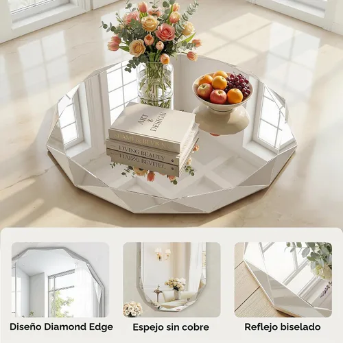 Vista 4 de Suidia Espejo de baño, espejo de pared de 20 x 20 pulgadas, espejo de baño sin marco con borde biselado para dormitorio, sala de estar, entrada