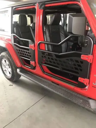 Vista 6 de SXMA JL1079 Puertas de tubo para 2 puertas 4x4 Piezas de acero medias puertas con espejos laterales Cuerpo de acero Protectores de armadura de tubo