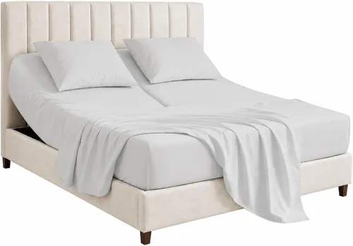 Vista 29 de SGI bedding Sábana Queen de 28" con Parte Superior Dividida Flex Head, 100% Algodón Egipcio, Cuenta de Hilos 1000, Sábana Superior Flex para Cama