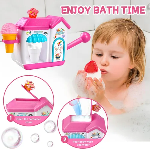 Vista 2 de Juguetes de baño para niños pequeños, juguete de baño para hacer helados, juego de juguetes de pastel de burbujas, regalo para niños, bebés, niños