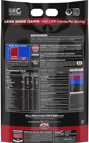 Vista 2 de ALLMAX QUICKMASS, Vainilla, catalizador de ganancia rápida de masa de 10 libras, hasta 2.26 oz de proteína por porción, proporción 3:1