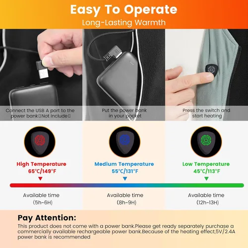 Vista 2 de ISOPHO Heated Vest for Men and Women, USB Charging Vest Heating for 8 Hours, Electric Heated Jacket