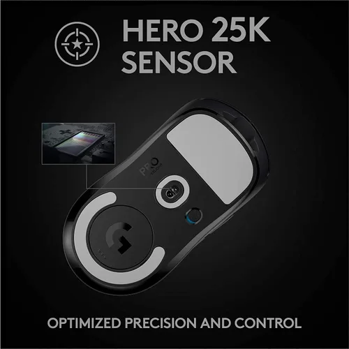 Vista 5 de Logitech G PRO X Superlight - Mouse inalámbrico para juegos, ultraligero, sensor Hero 25K, 25,600 DPI, 5 botones programables, batería de larga