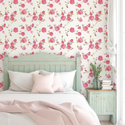 Vista 4 de Papel pintado Rosa Rosa