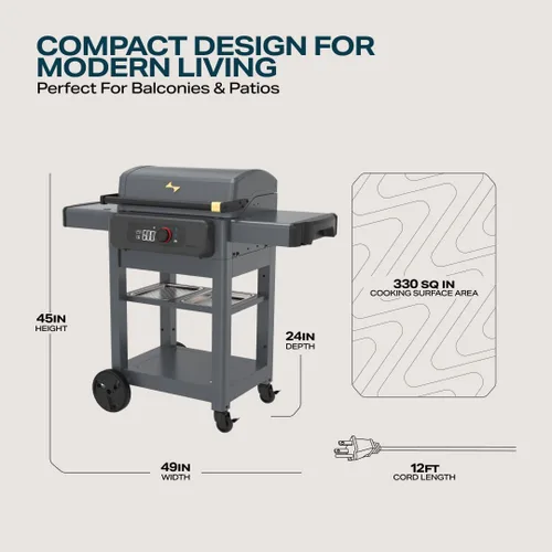 Vista 5 de Modelo Actual G Plancha, Parrilla Eléctrica Inteligente para Exteriores con Plancha Superior Plana para Barbacoa con Rango de 200°F a 600°F