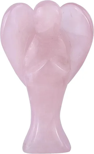 Vista 8 de TUMBEELLUWA Figura de ángel guardián de cristal tallado de 3 pulgadas, estatua de piedra de bolsillo de palma de ángel de la paz curativa, Azul