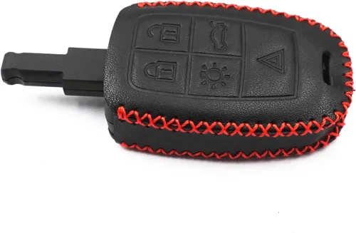 Vista 4 de Cuero negro para Volvo XC90 C70 S60 D5 V50 S40 C30 5 Botones Smart Remote Key Fob Case Cover Chain