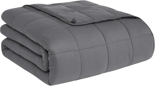 Vista 15 de CuteKing Manta pesada (2 libras, 36 x 48 pulgadas, gris) manta pesada para 40-60 libras, manta pesada para refrigeración y calefacción con cuentas
