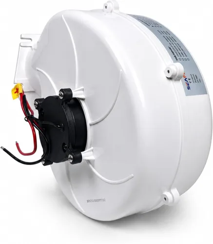 Vista 4 de SEAFLO Ventilador de soplador de alto flujo, 320 CFM 12 voltios, montaje en brida, protección contra encendido, plástico ABS blanco