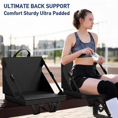 Vista 4 de Asientos de estadio con respaldo - Silla plegable de gradas para playa y campamento - Cojines portátiles de gradas para adultos y niños - Banco