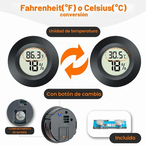 Vista 3 de 2 unidades de termómetro higrómetro mini digital con pantalla LCD, medidor de humedad para interiores y exteriores, temperatura