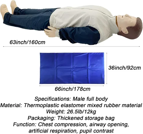 Vista 7 de Maniquíes de RCP y kit de primeros auxilios, maniquíes de RCP de cuerpo completo para adultos con piel facial reemplazable y 4 bolsas de pulmón