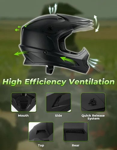 Vista 72 de SLMOTO - Casco DOT para niños y jóvenes, casco de motocross para todoterreno y calle, casco de motocicleta, casco de bicicleta de tierra, motocross