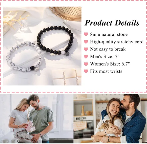 Vista 4 de PINKDODO Couples Bracelets for Boyfriend Girlfriend Women Men Lovers Friends
