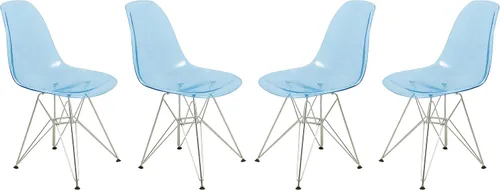 Vista 8 de LeisureMod Cresco - Comedor acrílico, base Eiffel cromada moderna y diseño de respaldo curvo, silla auxiliar ergonómica y ligera para el hogar