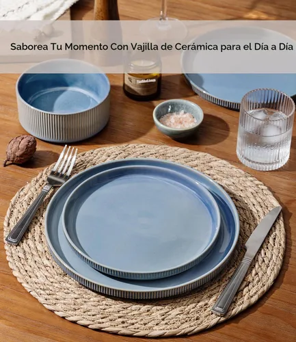 Vista 5 de GBHOME Stoneware Dinnerware Sets for 4, 12-Piece Plates and Bowls Set