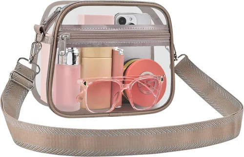Vista 39 de Bolsa transparente para eventos de estadio, bolsa transparente para mujer, bolsa cruzada, correa de hombro ajustable para conciertos, deportes