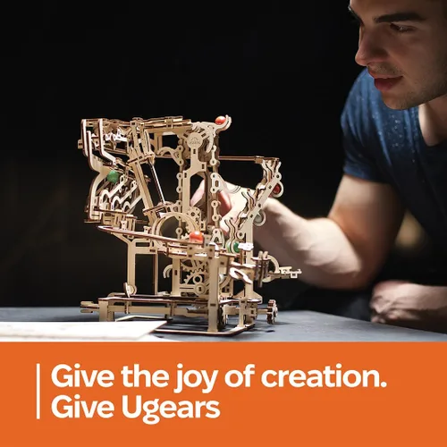 Vista 6 de UGEARS Cadena de Elevación de Carrera de Mármol 3D Rompecabezas de Madera para Adultos - Kits de Modelo de Madera para Modelos de Adultos