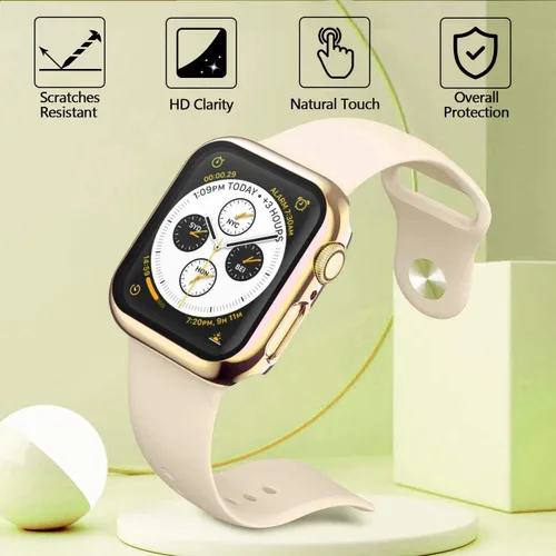 Vista 5 de Paquete de 2 fundas rígidas para Apple Watch Series 6 5 4 /SE 2/SE 3 Dorado + oro