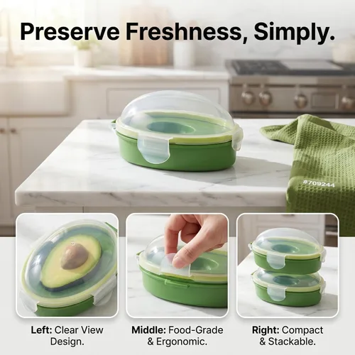 Vista 6 de DOITOOL Aguacate Keeper, contenedor de almacenamiento de aguacates, soporte reutilizable para ahorrador, recipiente de silicona para refrigerador