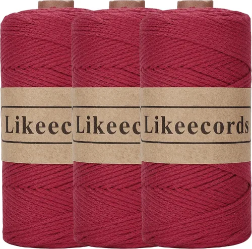 Vista 58 de Likeecords 100% Hilo de Ganchillo de Algodón Cordón de Bolsa de 2mm 170m Cordón de Macramé de 2mm Hilo de Crochet Cuerda de Macramé Regalo para Verde