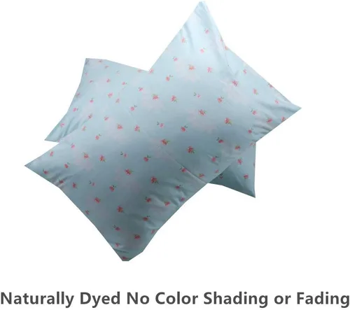 Vista 3 de Funda de almohada azul de 2 piezas para cabello y piel, 100% algodón, tamaño estándar, con cierre de sobre, 20 x 30 pulgadas
