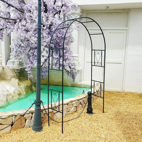 Vista 3 de Pérgola de hierro práctico, arco de árbol de jardín, arco de enrejado de metal para plantas trepadoras, vides de uva de rosas, decoración de pérgola