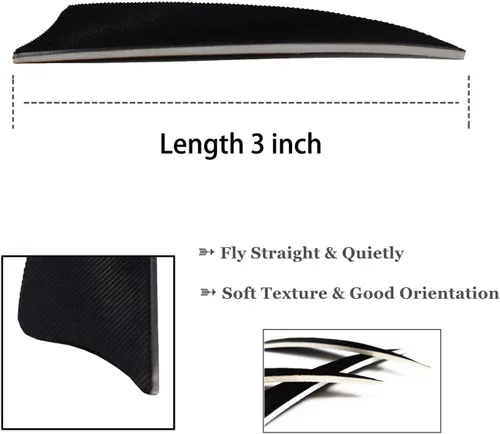 Vista 2 de Arrows - Plumas reales de 3 pulgadas con corte de escudo para cañas de tiro de caza DIY (paquete de 36)