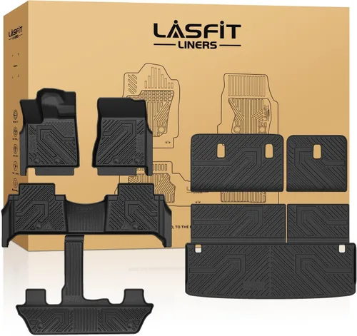 Vista 22 de LASFIT Alfombrillas de Piso Compatibles con Nissan Armada 2017-2018 / Infiniti QX56 2011-2013 / Infiniti QX80 2014-2018, TPE Para Todo Clima Ajuste