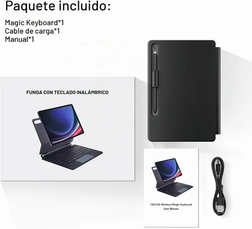 Vista 9 de JUQITECH Funda para Teclado Mágico para Samsung Galaxy Tab S10 Lite S10 FE 2025 S9 FE 10.9 Pulgadas S11 S9 S8 S7 11", Soporte Magnético