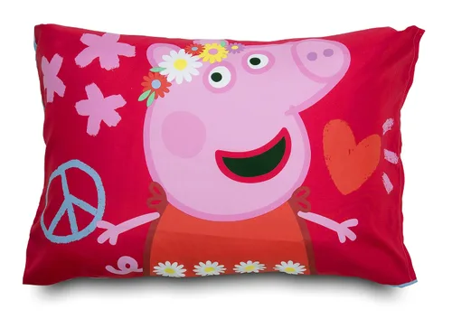 Vista 6 de Peppa Pig Be Nice & Kind - Juego de ropa de cama infantil de 4 piezas, incluye edredón, juego de sábanas, sábana bajera y sábana superior + funda