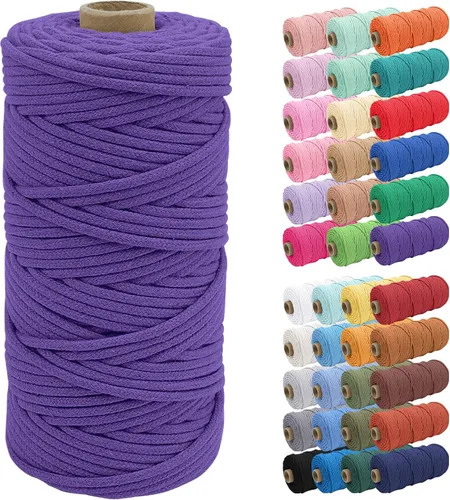 Vista 73 de JeogYong Cuerda de macramé de 0.157 in x 109 yardas, cuerda trenzada de algodón natural, cuerda de macramé para bolsas de ganchillo, colgar
