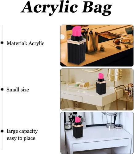 Vista 2 de VALICLUD Bolso de mano de mano con forma de lápiz labial elegante de acrílico para mujer