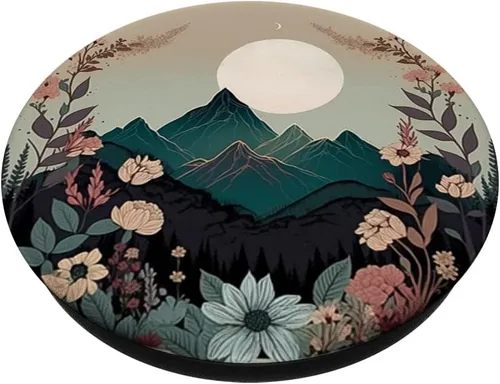 Vista 2 de Corona floral boho chic bosque naturaleza montaña lindo pastel PopSockets adhesivo PopGrip