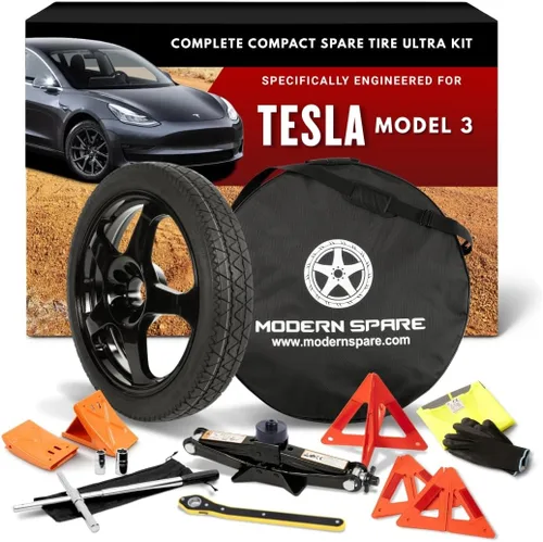Vista 9 de Modern Spare Kit completo de neumáticos de repuesto compactos con funda de transporte, se adapta a Tesla Model 3 2017-2025