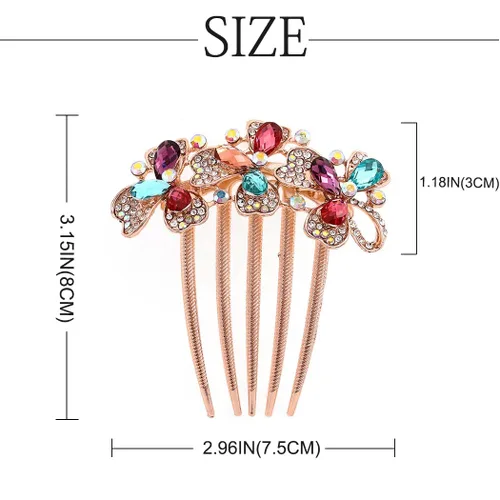 Vista 6 de Bohend Peine para el pelo con diamantes de imitación, accesorios para el cabello de novia para mujeres y niñas (B-multicolor)