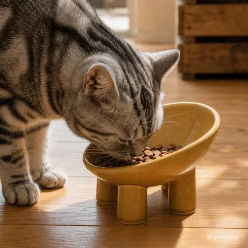 Vista 5 de WENSHUO Cuenco elevado para gatos, cuenco de comida de cerámica para gatos