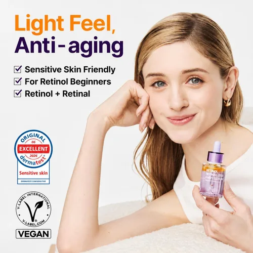 Vista 2 de PURITO Retinol 0.1% + Retinal 0.1% Suero facial antienvejecimiento para arrugas, líneas finas y piel más firme Retinoides duales con NAD+