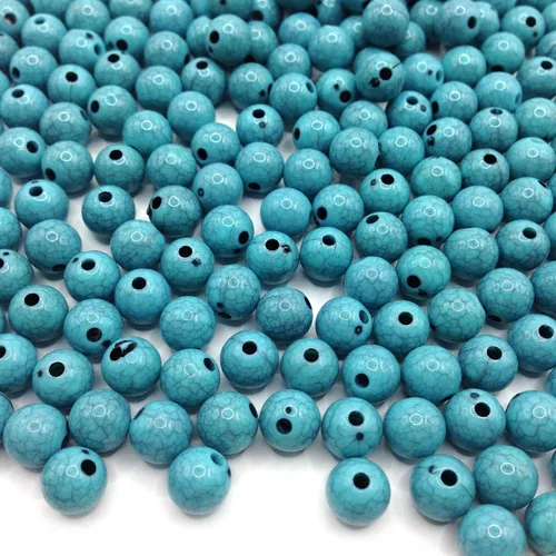 Vista 7 de 50 cuentas sueltas redondas y sueltas de 0.551 pulgadas (0.551 in), cuentas espaciadoras para manualidades, collares, pulseras y joyería, color azul
