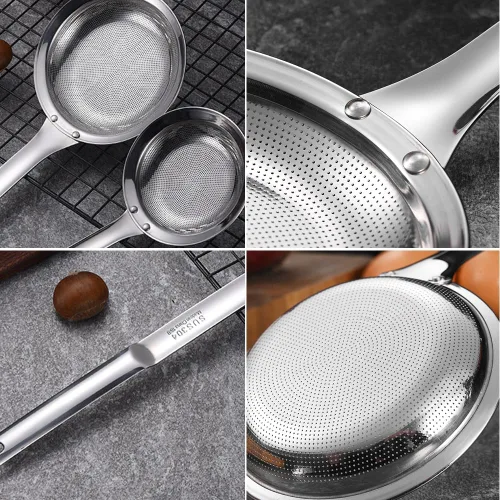 Vista 6 de Colador de malla fina de acero inoxidable - Nueva malla de acero inoxidable para aceite de cocina, colador de alimentos, utensilios de cocina
