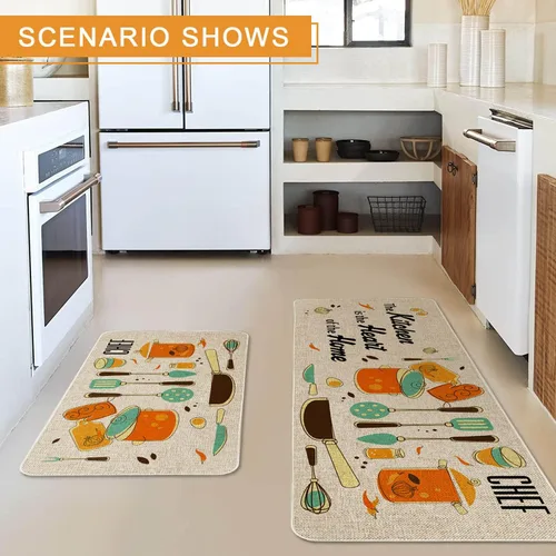 Vista 7 de The Kitchen is The Heart of The Home - Juego de 2 tapetes de cocina con parte trasera de goma antideslizante, juegos de cocina de vacaciones
